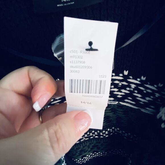 Lane Bryant Sweater Womens 14 16 Navy Fair Isle Cardigan Open Front Pockets NWT - Picture 3 of 8